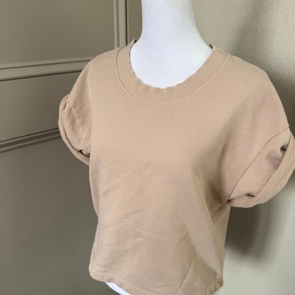 Etica Rhett Sweat In Sand Organic Cotton Short Rolled Sleeve Pullover S - Picture 3 of 6